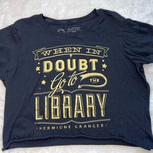 Harry Potter Hermoine Granger "When in Doubt Go to the Library" black and gold